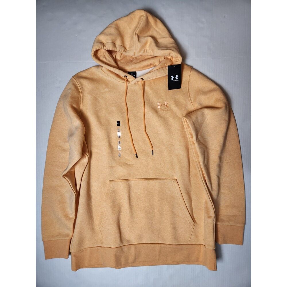 Under Armour Icon Fleece Hoodie Men's XL Orange Bloc Light Heather Loose Fit